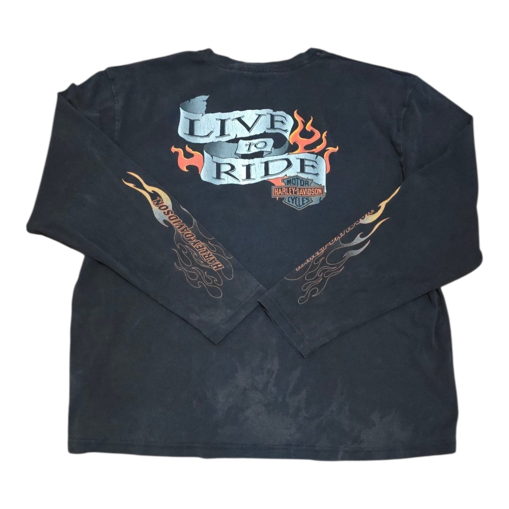 Vintage Y2k Harley Davidson Live To Ride Long Sleeve Shirt 3XL Distressed